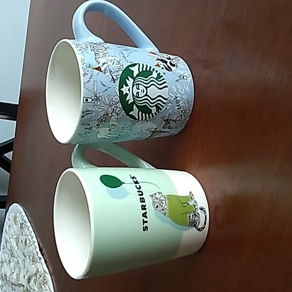 STARBUCKS Wild Zoo ANIMALS Happy BIRTHDAY Blue Green Coffee Mugs Cup 10 oz 2020